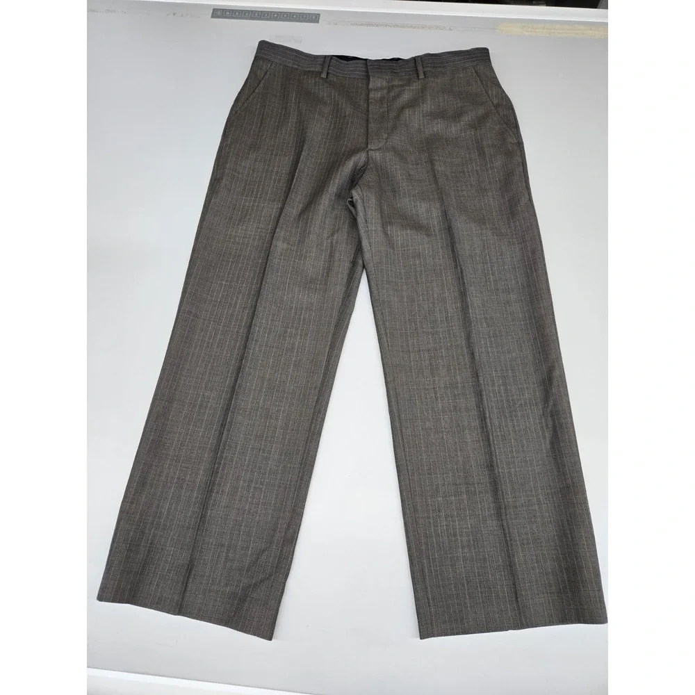 Banana Republic Men's Dress Pants Modern Fit Wool Blend Brown Stripe 35x30 Lined